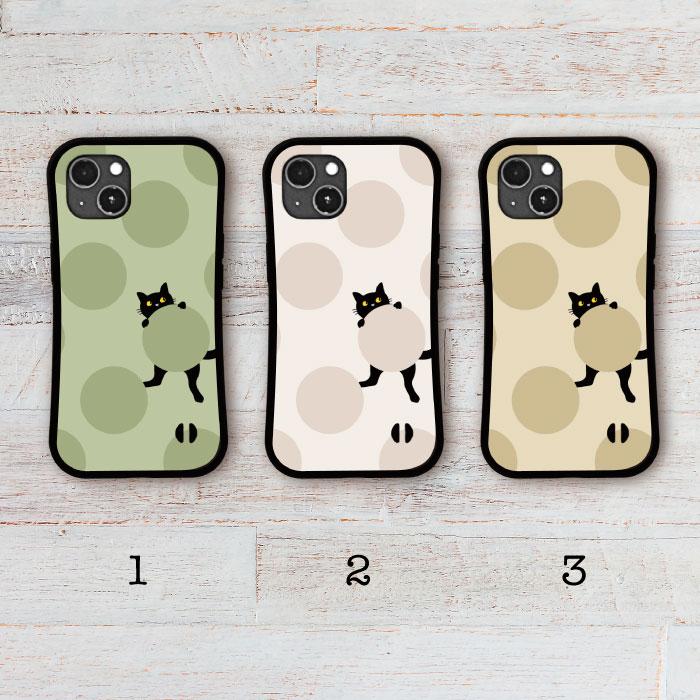 グリップケース 黒猫 ドット柄 耐衝撃 iPhoneケース | 2枚目