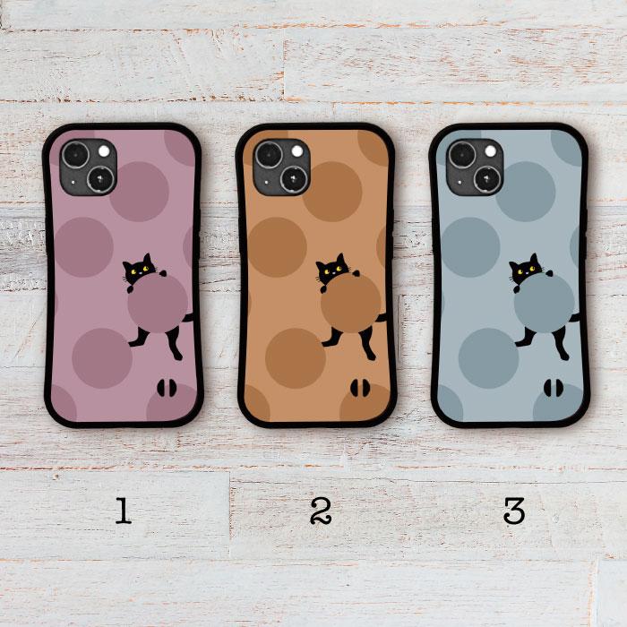 グリップケース 黒猫 ドット柄 耐衝撃 iPhoneケース | 2枚目