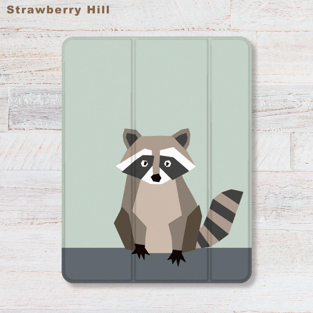 アライグマ  iPadケース ペン収納 軽量 背面クリア あいぱっどけーす スタンド機能1枚目の画像