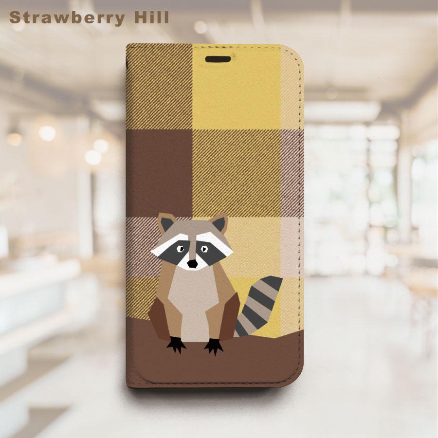 アライグマ  ベルトなし 手帳型 ケース ハリネズミ　イラスト  帯なし ベルトレス iPhone ケース カバー1枚目の画像
