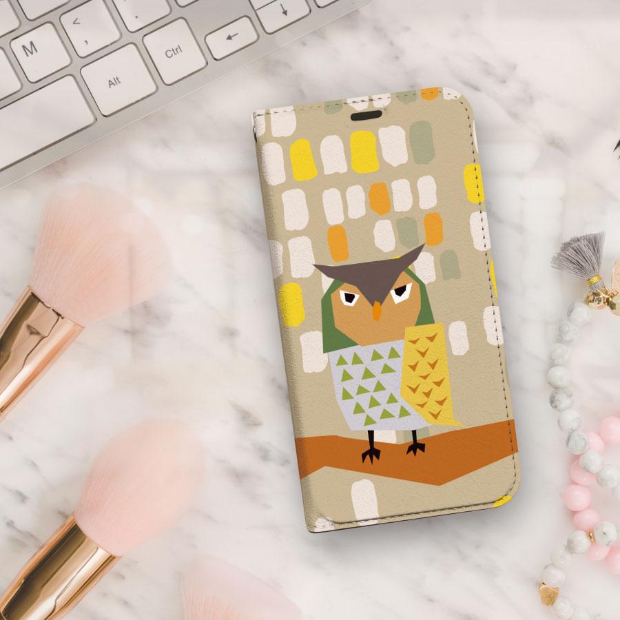 フクロウ　ベルトなし 手帳型 ケース ハリネズミ　イラスト  帯なし ベルトレス iPhone ケース カバ | 3枚目