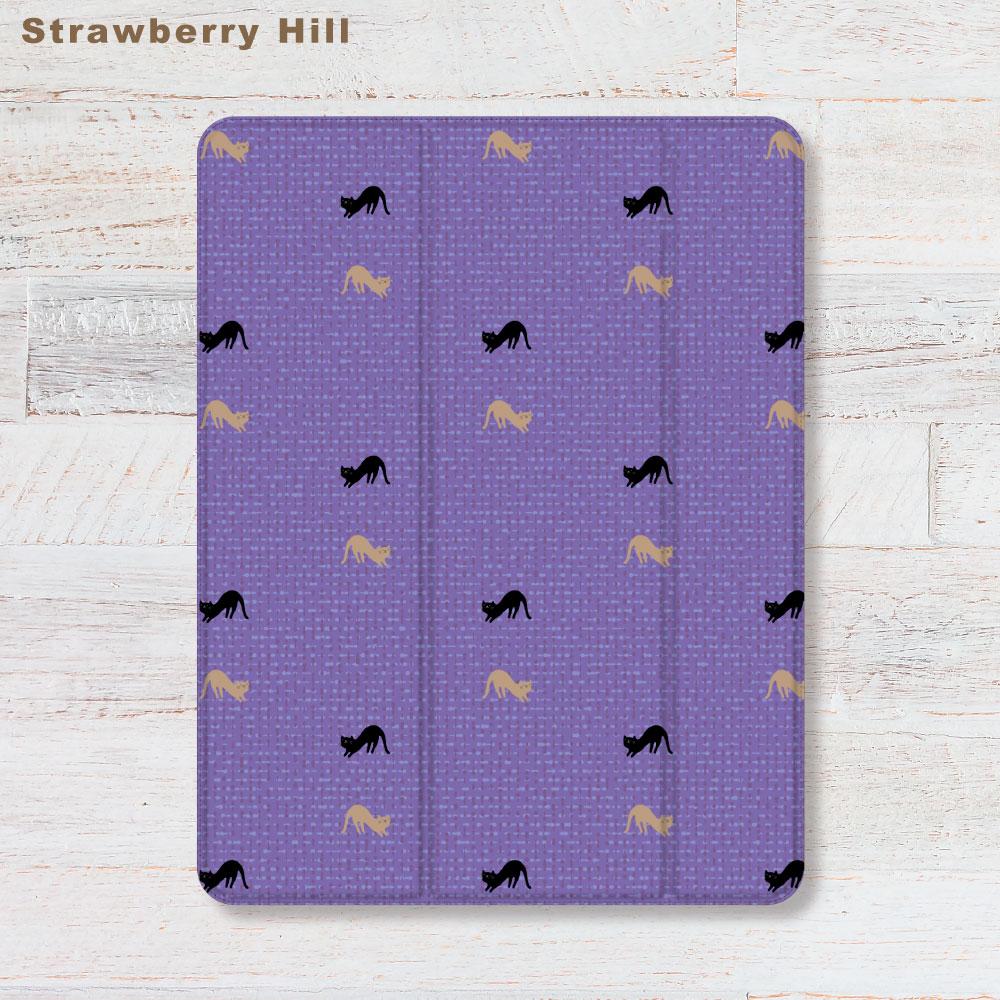 伸びをする 猫  iPadケース ペン収納 軽量 背面クリア あいぱっどけーす スタンド機能1枚目の画像