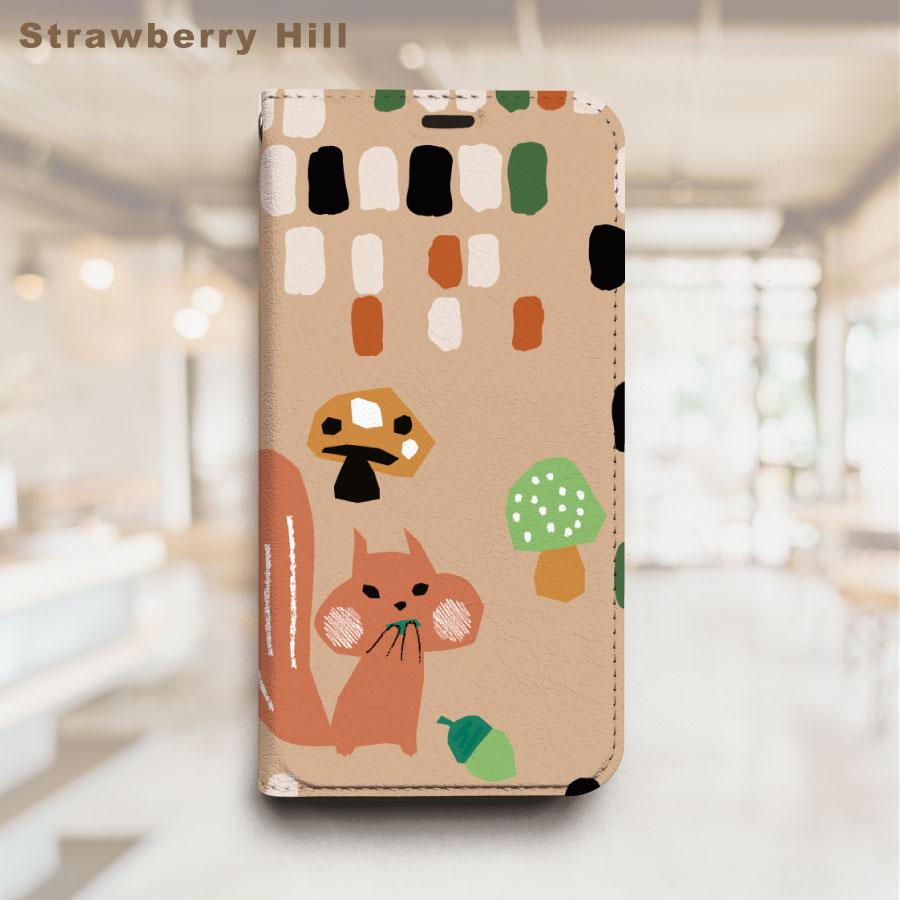 ベルトなし 手帳型 ケース リス　イラスト  帯なし ベルトレス iPhone ケース カバー1枚目の画像