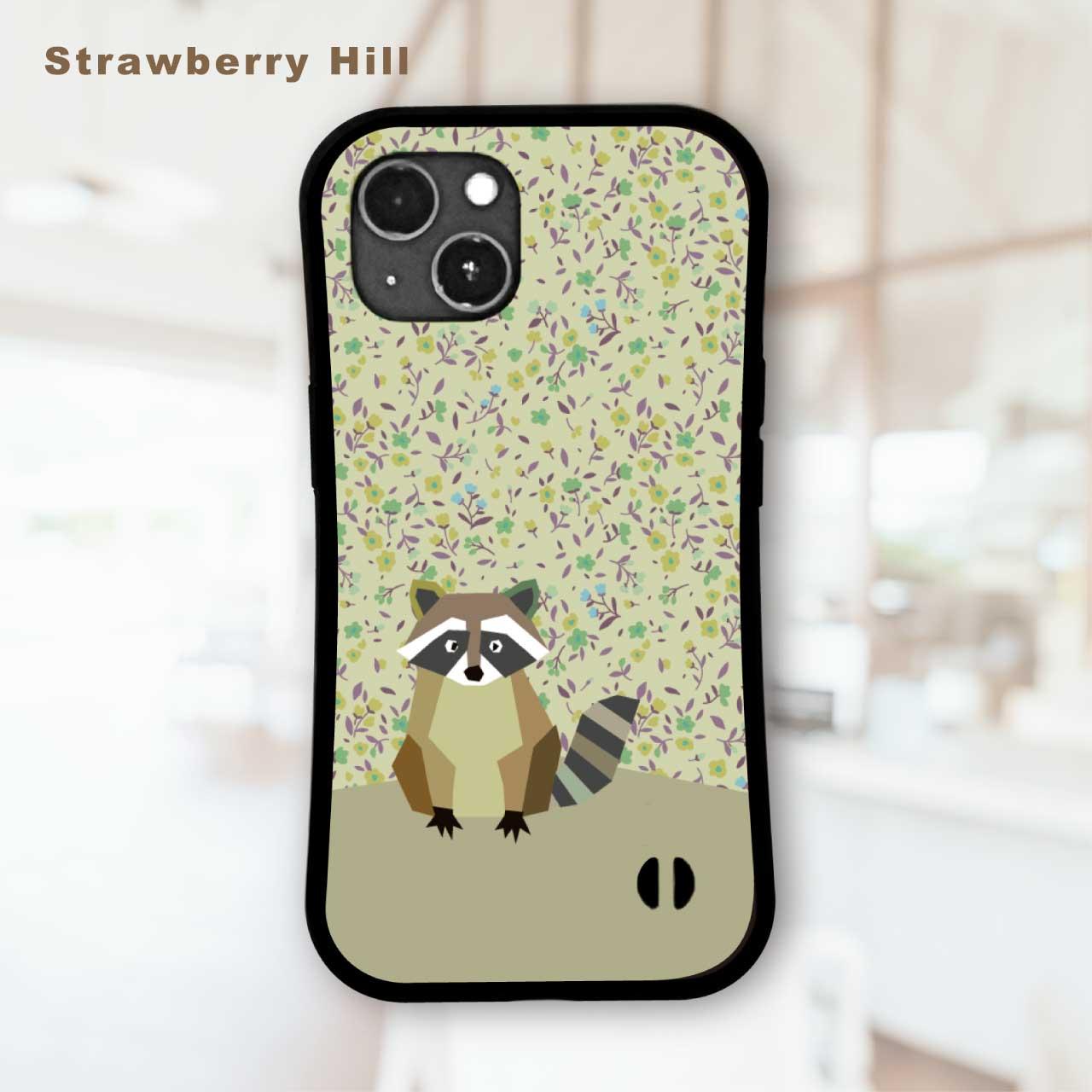 グリップケース iPhoneケース アライグマ  耐衝撃 　ストラップホール1枚目の画像