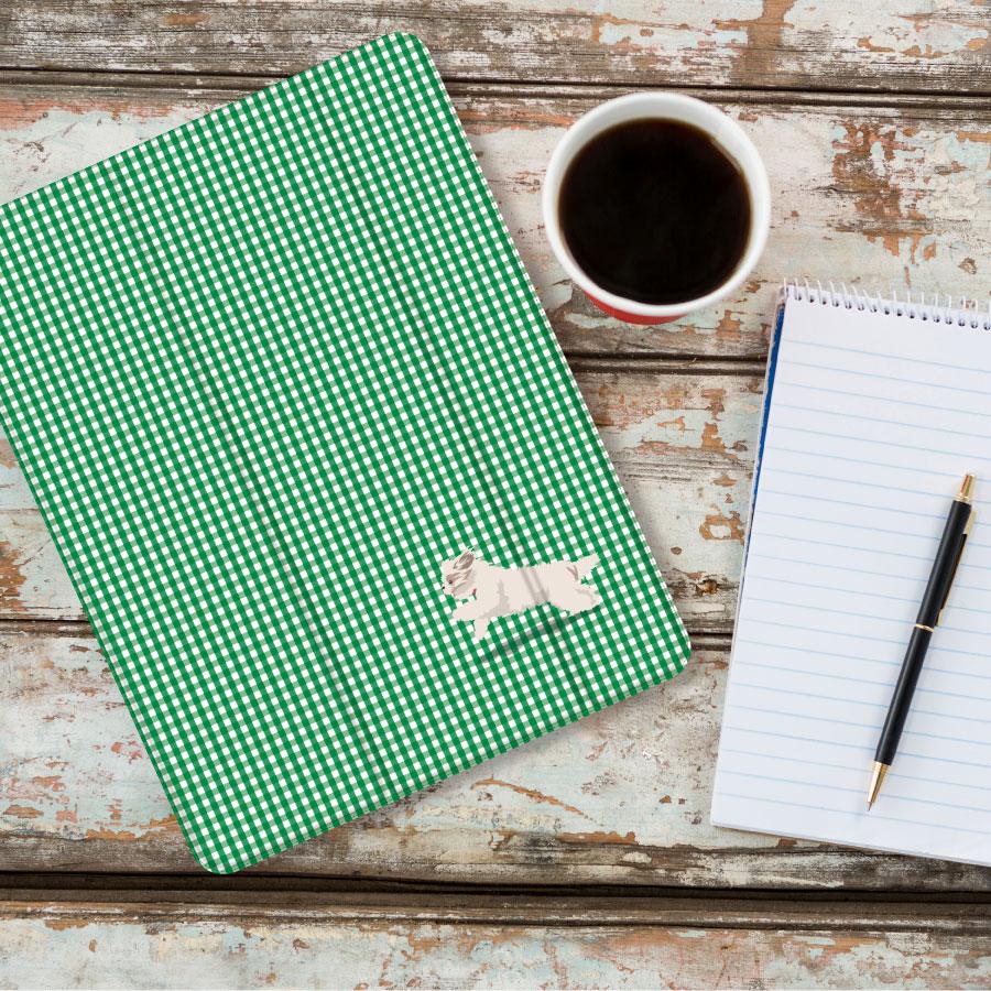 ダッシュする 犬 ✖️ ギンガムチェック  iPadケース ペン収納 軽量 背面クリア あいぱっどけーす スタンド機能 | 2枚目