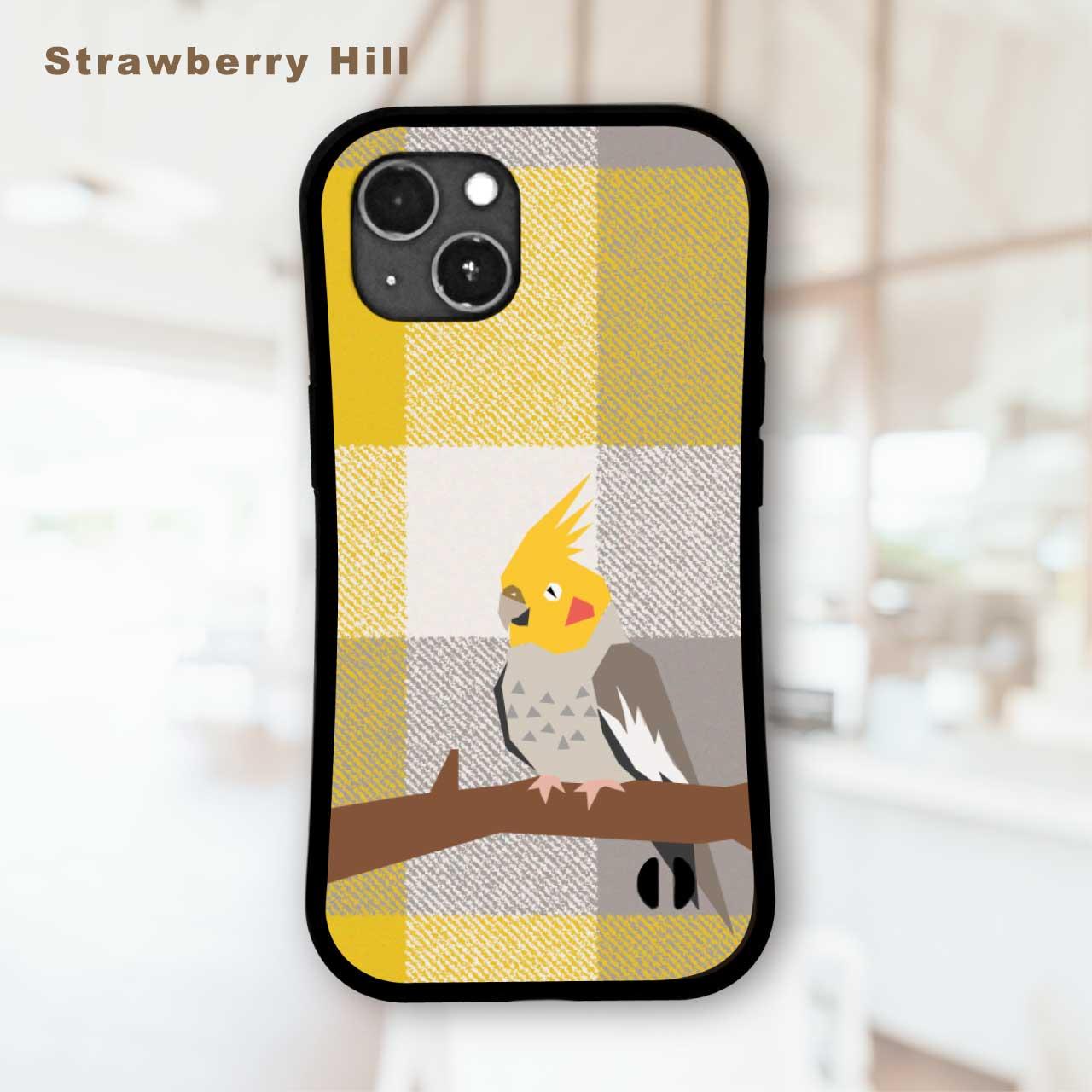 グリップケース iPhoneケース オカメインコ　チェック  耐衝撃 　ストラップホール1枚目の画像