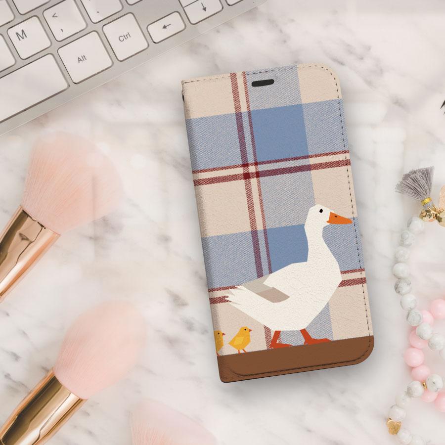 アヒル の 親子 ベルトなし 手帳型 ケース ハリネズミ イラスト 帯なし ベルトレス iPhone ケース カバ | 3枚目
