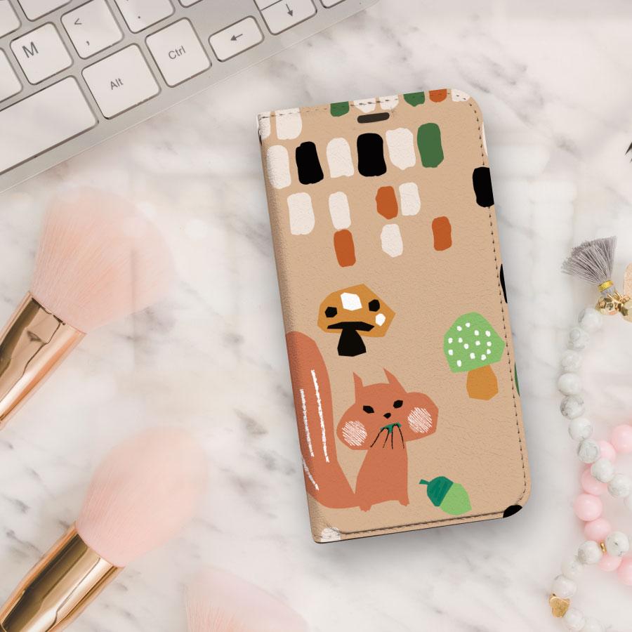 ベルトなし 手帳型 ケース リス イラスト 帯なし ベルトレス iPhone ケース カバー | 3枚目